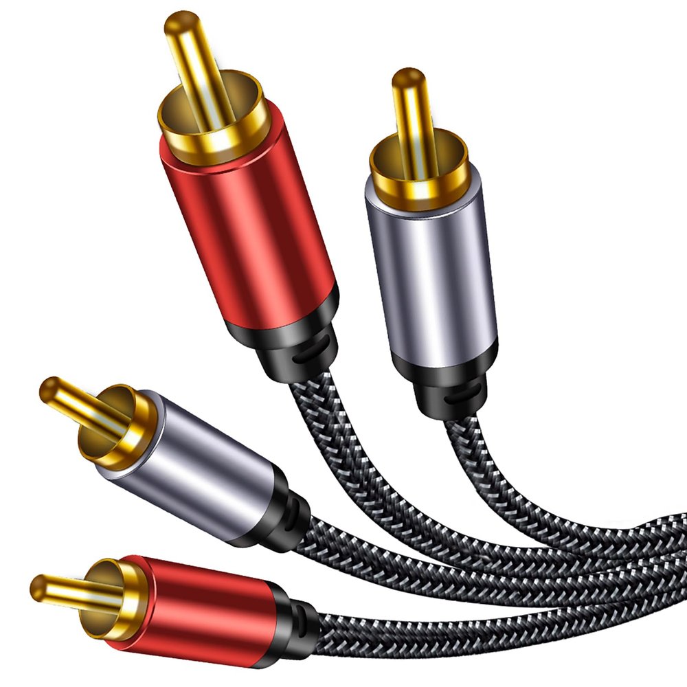 RCA Cable Braided 20ft: Hi-Fi Sound Double Layer Shielded Zinc Alloy Case Male 2rca Stereo Audio Cord for Home Theater, HDTV, Amplifiers, Hi-Fi Systems, Car Audio, Speakers (20 ft)