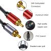 RCA Cable Braided 20ft: Hi-Fi Sound Double Layer Shielded Zinc Alloy Case Male 2rca Stereo Audio Cord for Home Theater, HDTV, Amplifiers, Hi-Fi Systems, Car Audio, Speakers (20 ft) view 2