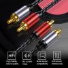 RCA Cable Braided 20ft: Hi-Fi Sound Double Layer Shielded Zinc Alloy Case Male 2rca Stereo Audio Cord for Home Theater, HDTV, Amplifiers, Hi-Fi Systems, Car Audio, Speakers (20 ft) view 3