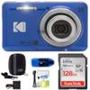 KODAK Pixpro FZ55 Digital Camera Bundle, Includes: SanDisk 128GB Memory Card, Hard Shell Camera Case, SD Card Reader and More (6 Items) (Blue) view 1