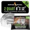 50 Mylar Bags for Food Storage, Airtight 7-Mil Thick Gusseted Zip Lock, Long Term, Reusable, Emergency Food Supply & Freeze Dryer Bags - 2 Quart 8x12 Inch view 1