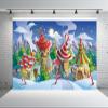 BELECO 5x3ft Fabric Santa's Christmas Village Backdrop Elf's Fairy Tale House Candy Cane Snowing Mountain Forest Winter Night Backdrop Xmas New Year Party Decoration Photo Background Studio Props view 3