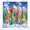 BELECO 5x3ft Fabric Santa's Christmas Village Backdrop Elf's Fairy Tale House Candy Cane Snowing Mountain Forest Winter Night Backdrop Xmas New Year Party Decoration Photo Background Studio Props view 4
