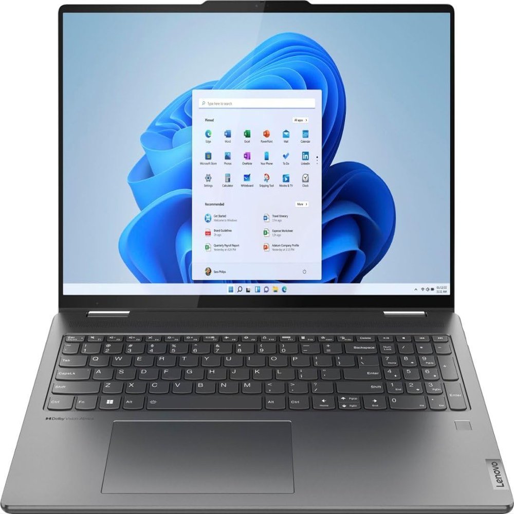 LENOVO Yoga 7 2023 2-in-1 Laptop 16" WUXGA IPS Touchscreen 10-Core 13th Intel i7-1355U 16GB RAM 2TB SSD Iris Xe Graphics Thunderbolt 4 Wi-Fi 6E Backlit Fingerprint Windows 11 Pro w/ONT 32GB USB