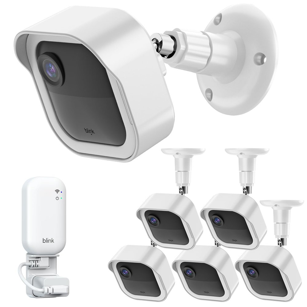 All-New Blink Outdoor Camera Wall Mount, 360 Adjustable Mount and Weather Proof Protective Housing with Blink Sync Module Outlet Mount for Blink Outdoor 4/2K+/3rd Gen Camera System (White, 5 Pack)