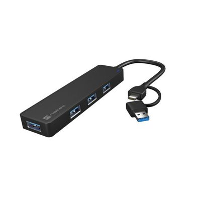 NATEC Mayfly USB-C 3.0 HUB 4 Ports + USB-A Adapter