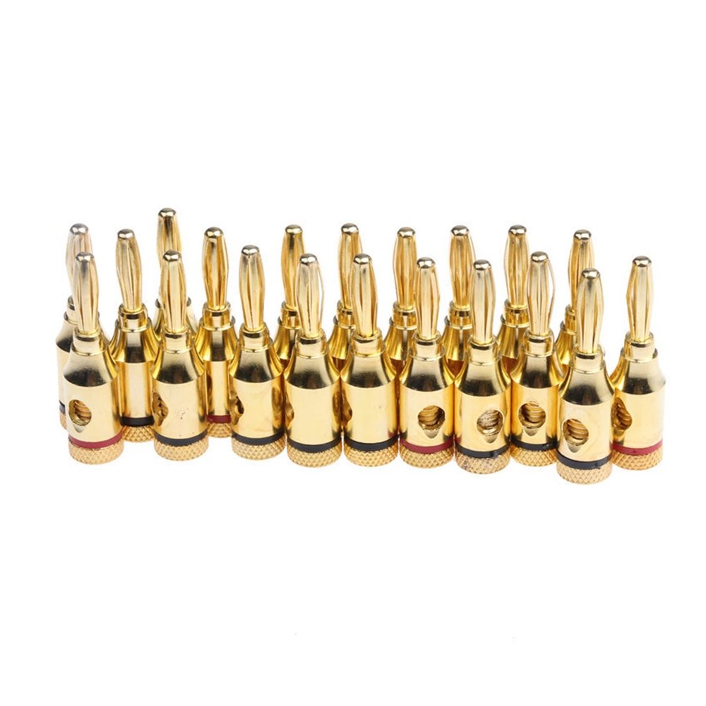 AANAN 20/8Pc 4mm 24k Gold-Plated Musical Cable Wire Banana Plug Audio Speaker Connector Plated Musical Speaker Jack Plug Pin Connector (Color : 20PCS)