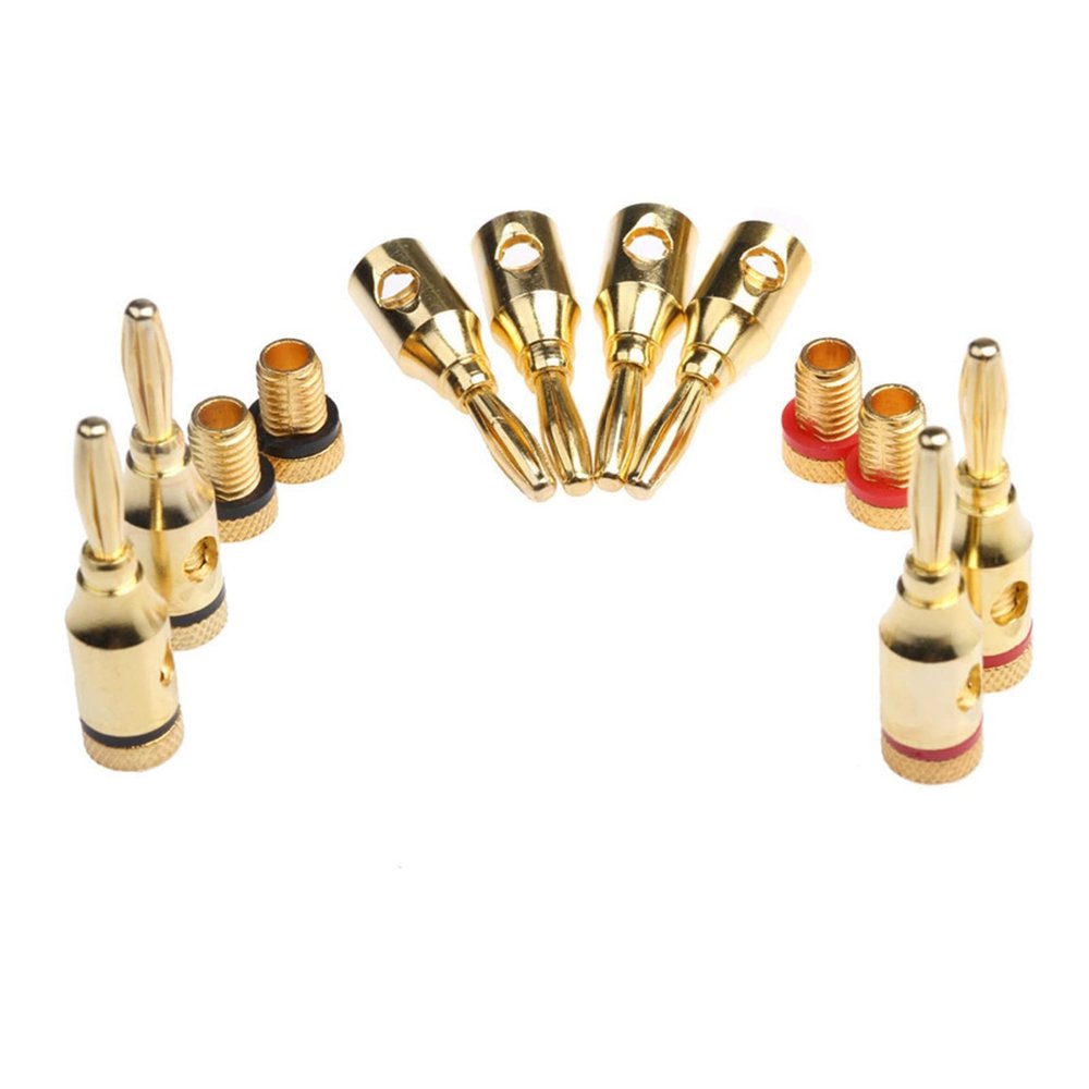 AANAN 20/8Pc 4mm 24k Gold-Plated Musical Cable Wire Banana Plug Audio Speaker Connector Plated Musical Speaker Jack Plug Pin Connector (Color : 8PCS)