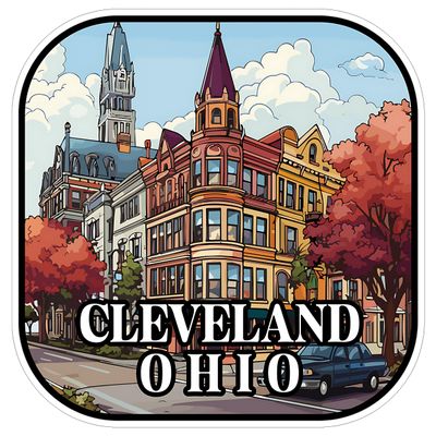 Cleveland Ohio Sticker 4 Inch Travel Souvenir City Destination - Waterproof Vinyl Decal for Laptop Water Bottle Car Tumbler - Durable Aesthetic Long-Lasting Stickers for Adults ID44990