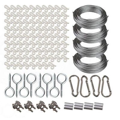 Simple Living Solutions String Light Outdoor Patio Canopy Lighting Kit, 200ft Cable Wire Kit with Wire Connectors, Stakes and Carabiners