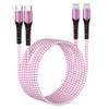 AGOZ 2 Pack Pink Apple MFI Certified Lightning to USB C Cable, Braided Fast Charger Cord Compatible with iPhone 14 Pro Max, 14 Plus, 13, 12, 13 Mini iPhone SE, iPhone 11 XR X XS 8 7 6 5 (10ft) view 4