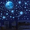 492 Glow in The Dark Stars & Moon Space Galaxy Universe Planet Wall Decals - Blue Glowing Stars Stickers for Kids Bedroom, Nursery & Living Room Decor view 1