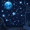 492 Glow in The Dark Stars & Moon Space Galaxy Universe Planet Wall Decals - Blue Glowing Stars Stickers for Kids Bedroom, Nursery & Living Room Decor view 4