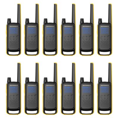 Motorola Solutions, Portable FRS, T470, Talkabout, Two-Way Radios, Emergency Preparedness, Rechargeable, 22 Channel, 35 Mile, Black W/Yellow, 12 Pack