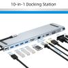 USB C HUB, 10-in-1 Adapter Docking Station with 4K HDMI,VGA,Type C,87W PD,5Gbps USB3.0,RJ45 Ethernet,SD/TF Card Reader,3.5mm AUX,Compatible with MacBook Pro/Air, Other Type C Latops Devices. view 2