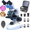 40x-10000x Binocular Compound Microscope, with Microscope Blade Set/Storage Bag/Stand, LED Lighting/Mechanical Platform, for School Lab Home Education, White,10000X view 1