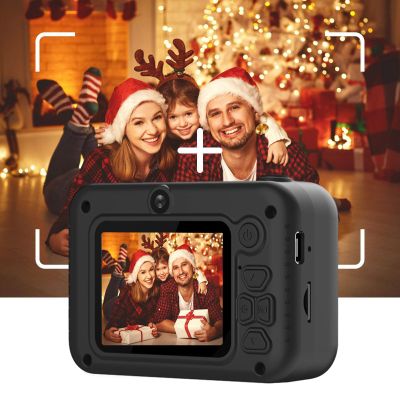 Digital Camera with Microphone and Speaker, Built-in Photo Frame Stickers and Filter, 2.0 Inch Video Recorder Camera, Support Card-Free Photo Taking, Gift for Children Aged 3-12 (Black)