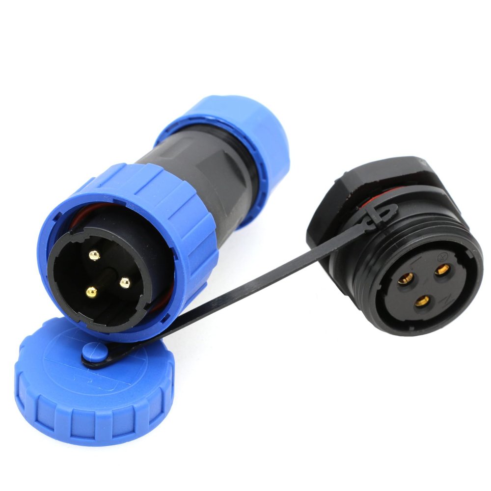 ZBLZGP TY20 3 Pin 25A Circular Waterproof Connector No Soldering Panel Mount Male Female Power Plug Screw Connection Quick Disconect for Power Outdoor