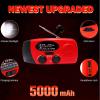 iRonsnow Solar Emergency Hand Crank Weather Radio, Portable Self Powered NOAA AM/FM Radios with SOS Alarm LED Flashlight 5000mAh Smart Phone USB Charger for Camping (Red) view 3