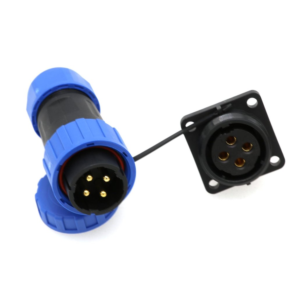 ZBLZGP TY20 4-Pin 25A Waterproof Circular Connector, Solderable Quick Disconnect, Male Panel Mount Socket & Female Cable Plug for Outdoor Marine Electrical Use