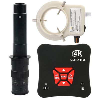 38MP 1080P 4K HDMI USB Industrial Video Microscope Camera 300X C-Mount Lens With 56-LED Adjustable Ring Light For Phone Tablet PC PCB
