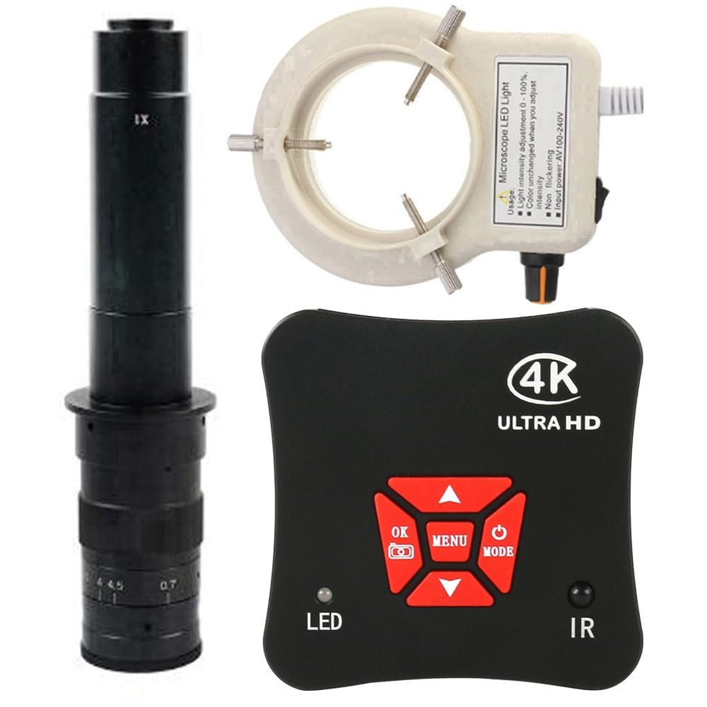 38MP 1080P 4K HDMI USB Industrial Video Microscope Camera 300X C-Mount Lens With 56-LED Adjustable Ring Light For Phone Tablet PC PCB