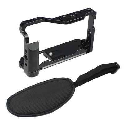 Aluminum Alloy Camera Protective Cage Rig Housing with Cold Shoe Mount Wrist Strap for Fujifilm X-E4 Fuji XE4 Camera