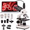 Compound trinocular Microscope - 40X-5000X Magnification, LDE Light Source Adjustable, with Electronic Eyepiece 2 Million Pixels&Phone Adapter, for Aquaculture/Education/Medical Industry view 1