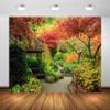 CORFOTO 15x10ft Fabric Japanese Garden Photography Backdrop Beautiful Autumn Garden Background Natural Scenery Decor Kids Adult Birthday Party Banner Wedding Anniversary Photoshoot Studio Props view 4