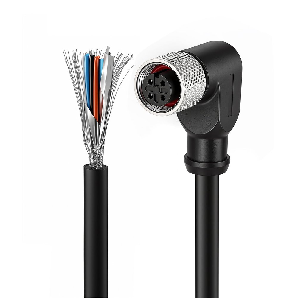 ZBLZGP Industrial M12 A-Coded 4 Pin Female Shielded Sensor Actuator Cable, Molded PVC Aviation Thread Connector for Profibus DeviceNet Automation Fieldbus, 10M/32.8FT