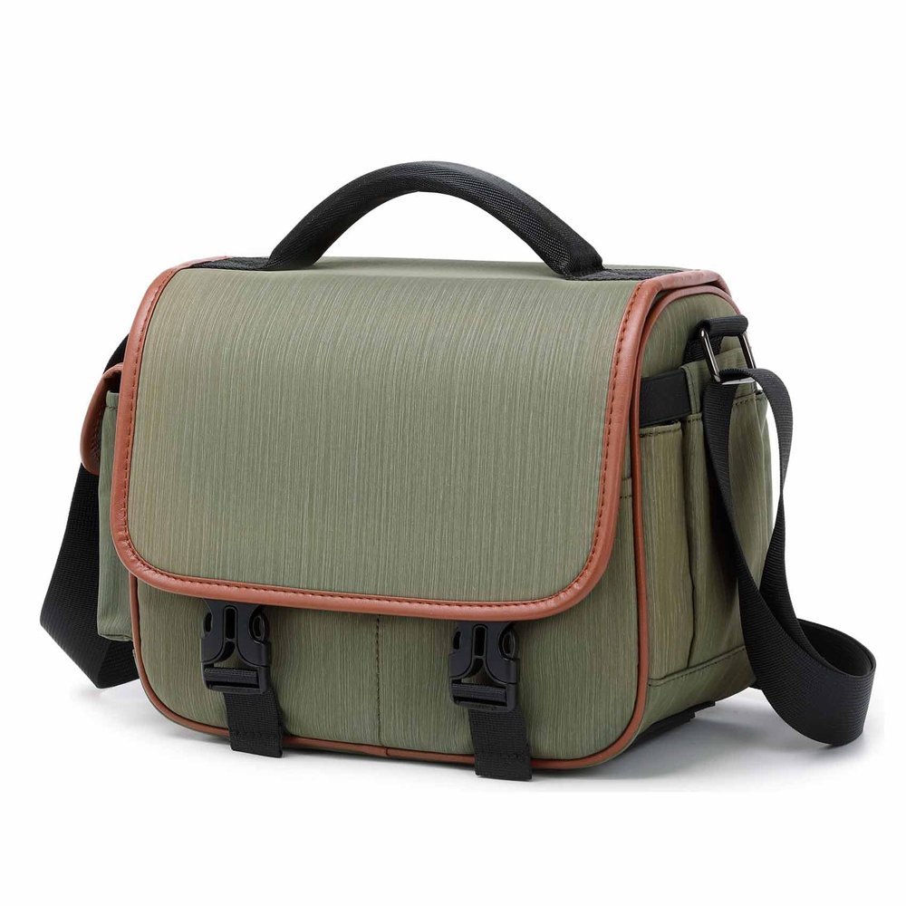 Baolab Camera Bag Case with Tripod Holder Waterproof Anti-Shock DSLR SLR Bag for Canon Nikon Sony Crossbody Shoulder Bag Women Men (Green)