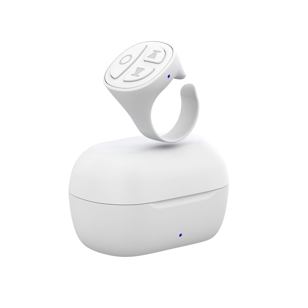 STDFORU TikTok Scrolling Ring, Bluetooth Camera Remote Control, Scrolling Ring for iPhone,TIK Tok, iPad, Android (White)