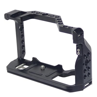 Aluminum Alloy Camera Protective Cage Rig Frame Housing with Cold Shoe Mount 1/4 3/8 Screw Hole Compatible with Sony Alpha A7C Camera