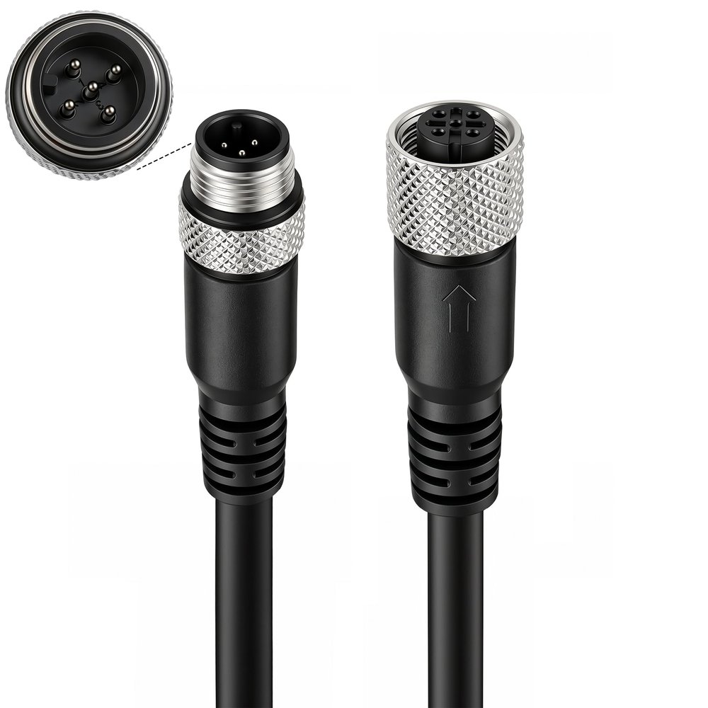 ZBLZGP M12 5 Pin Sensor Actuator Cable, 2M/6.6FT A-Coded Male to Female Shielded Extension Cord, IP67 Waterproof PVC Industrial Signal Connector for DeviceNet, CANopen, Bus Systems