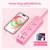 Pink Power Strip, NTONPOWER Surge Protector Power Strip, Cute Pink Extension Cord 5FT, 9 Outlets 3 USB (1 USB C), Mounted, 1080J, Multiple Outlets for Home Office, Kawaii, Desk Accessories, Women view 4