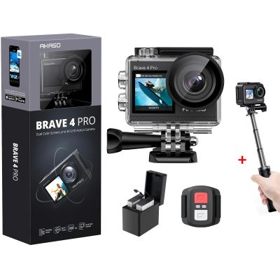 AKASO Brave 4 Pro Action Camera with Mini Selfie Stick Tripod