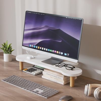 Corner Monitor Stand Cute Cloud Shape Universal Monitor Riser, Wood Board Desk Organizer for Laptop/Printer/Screen, Table Desktop Shelf with Round Corner (Color : White, Size : Height 6.2cm(2 1/2"