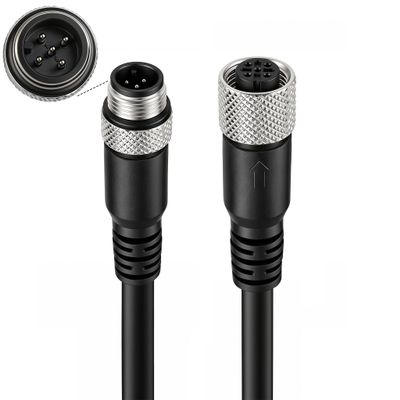 ZBLZGP M12 A-Code 5Pin Shielded Signal Cable, Male to Female Waterproof Circular Connector, Industrial Sensor Actuator Cord for Automation, 5m/16.4ft