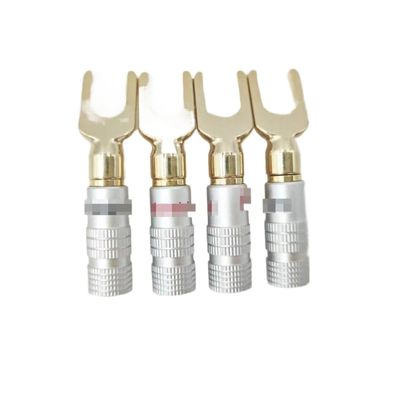 AANAN 4/8/12Pcs Gold Plated Y U Shape Banana Plug Audio Speaker Screw Fork Spade Cable Wire Connector (Color : 12PCS)