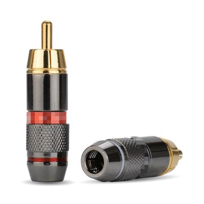 AANAN 4pcs/2pairs Gold Plated RCA Connector RCA Male Plug Adapter Video/Audio Wire Connector Support 6mm Cable Dark&red Super Fast