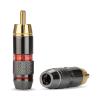 AANAN 4pcs/2pairs Gold Plated RCA Connector RCA Male Plug Adapter Video/Audio Wire Connector Support 6mm Cable Dark&red Super Fast view 1