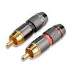 AANAN 4pcs/2pairs Gold Plated RCA Connector RCA Male Plug Adapter Video/Audio Wire Connector Support 6mm Cable Dark&red Super Fast view 2