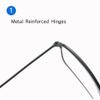 Square Blue Light Blocking Glasses for Women Men Ultralight Fashion Metal FrameComputer Reading with Spring Hinge(Black,+2.5) view 4