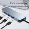 KAYNO USB C HUB, 4-in-1 USB C Adapter Docking Station with USB3.0 * 4, Compatible with MacBook Pro/Air, Other Type C Latops Devices. view 2