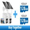 VIZIUUY 2Pack Solar Security Cameras Wireless Outdoor,3MP Security Cameras Wireless Outdoor with 128GB SD Card view 1