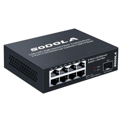 SODOLA 8-Port Unmanaged 2.5G Switch,8 x 2.5GBASE-T Ports,1X10G SFP+,100Gbps Switching Capacity, Fanless, MetalPlug & Play 2.5Gb Network Switch