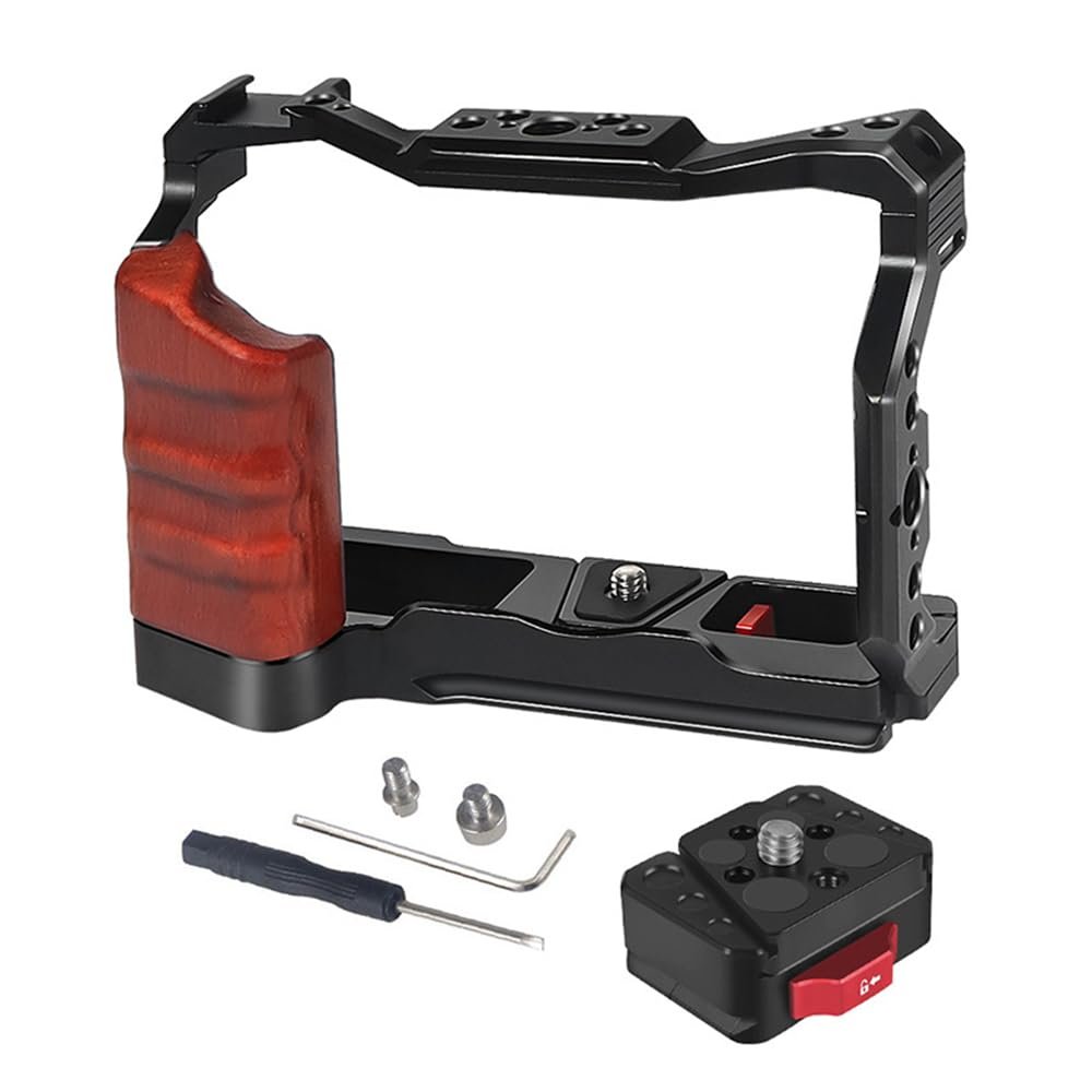Camera Protective Cage Frame Housing with 1/4 3/8 Screw Hole Cold Shoe Quick Release Mount Compatible with Fuji XT5 Fujifilm X-T5 Camera