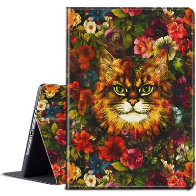 BPQOJB for Kindle 2022 Case 11th Generation 6.0 inch 2022 Release with Adjustable Stand & Auto Wake/Sleep Smart Protect Cover Case - Floral Flower Cat