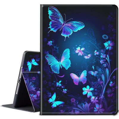 BPQOJB Case for All-New Kindle Fire HD 10 & 10 Plus Tablet 11th Generation 2021 Release 10.1 inch with Adjustable Stand & Auto Wake/Sleep Feature Smart Protect Cover Case - Blue Butterfly