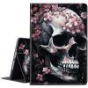 BPQOJB for Kindle Fire 7 Tablet Case 9th/7th Generation 2017/2019 Release with Adjustable Stand & Auto Wake/Sleep Feature Smart Protect Cover Case - Cherry Blossom Skull view 1